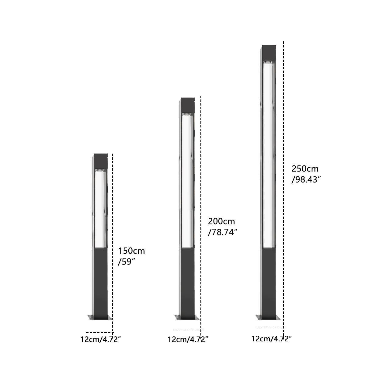 LED Tuinverlichting Rechthoekig RVS Zwart 100-250cm Sokkellamp Padverlichting Paalverlichting Buiten | Sansoti