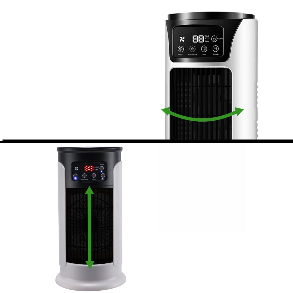 Mobile 5-in-1 Evaporative Air Cooler Fan on Wheels, 300 ml Water Tank, Energy-Efficient, Quiet, Home Office | Sansoti
