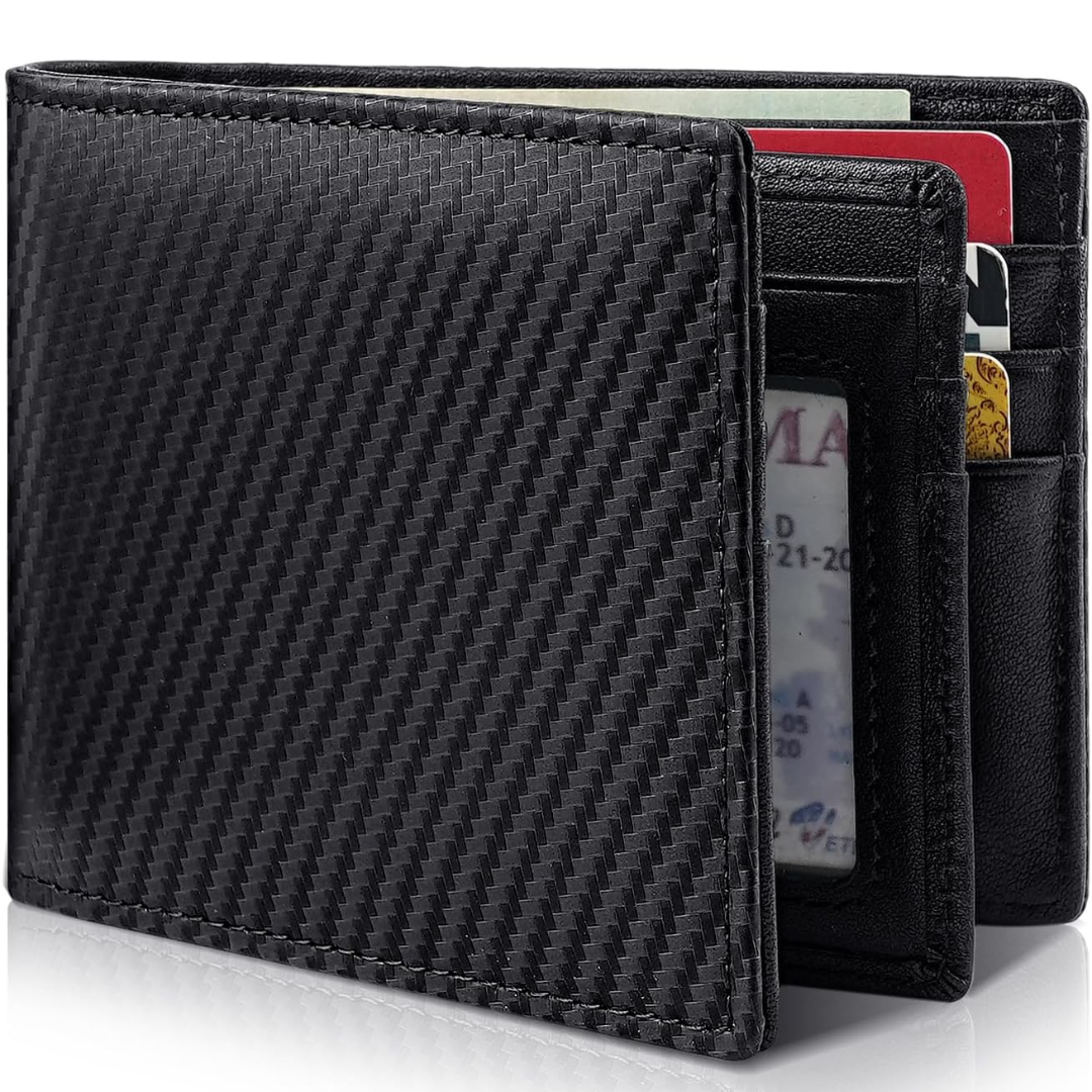 Leather Bifold Wallet with RFID Protection for Men – Compact Design 13 Card Slots Secure Payments | Sansoti