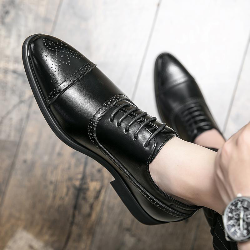 Heren Oxford Schoenen met Brogue Detaillering Zwart Bruin Leer Zakelijk Formeel Elegant Klassiek Stijlvol | Sansoti