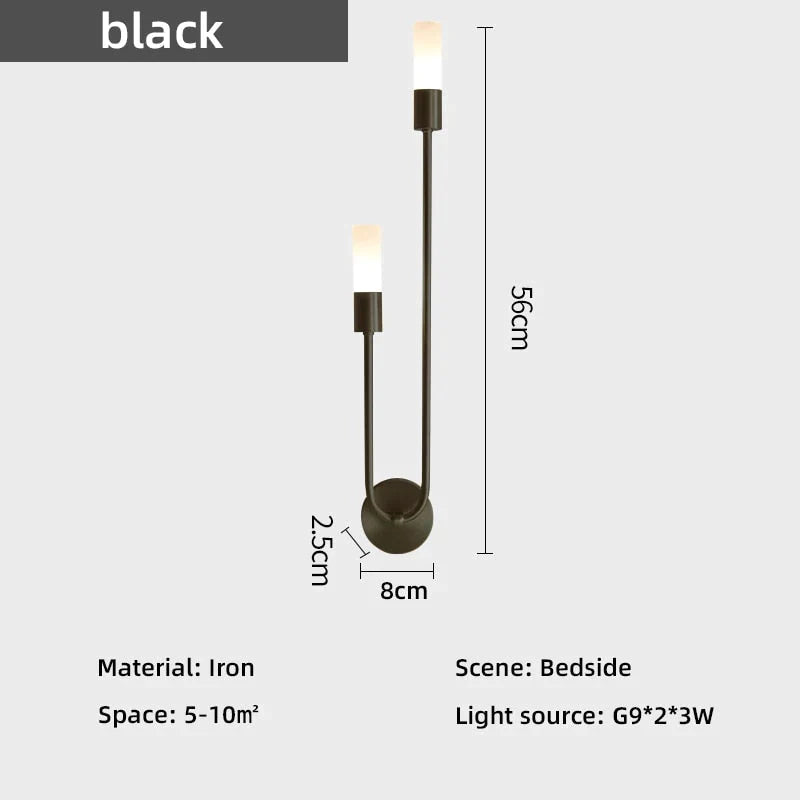 Minimalist LED Bedroom Wall Light Black Gold Adjustable Light Direction Modern Design Reading Lamp Ambient Lighting | Sansoti