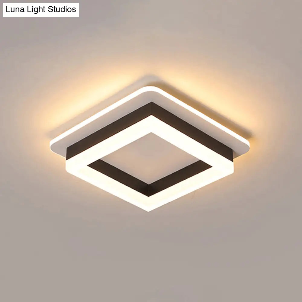 LED Plafondlamp Metaal met Acryl Diffuser Rond Vierkant Zwart Wit Dimbaar Modern Design voor Gang Hal Slaapkamer | Sansoti