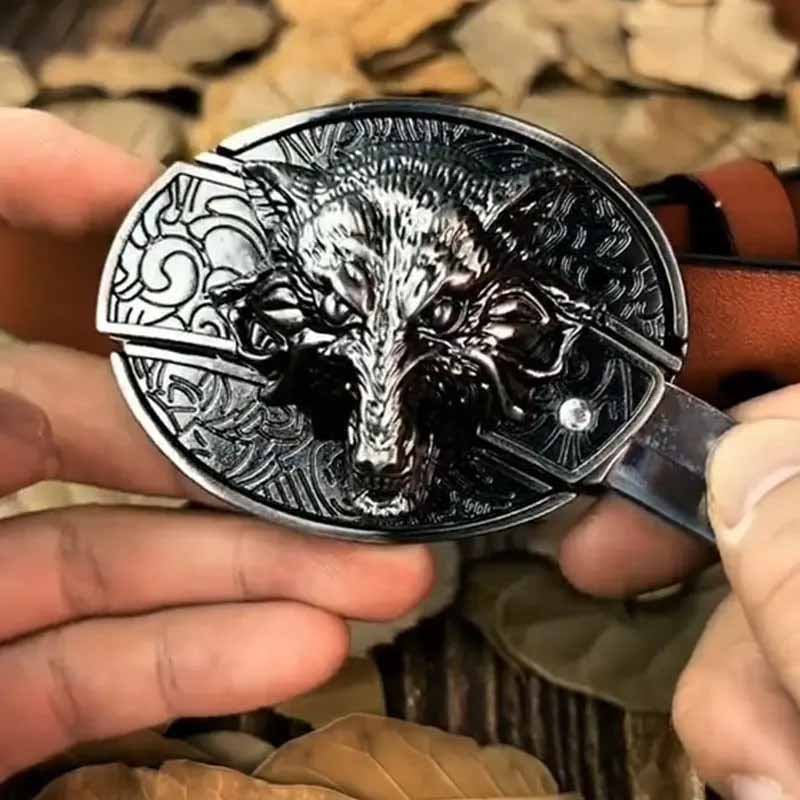 Metalen Ovale Western Riem Gesp met Ingebouwd EDC-Gereedschap | 24 Designs | Zinklegering | 7,7 x 6 cm | Sansoti