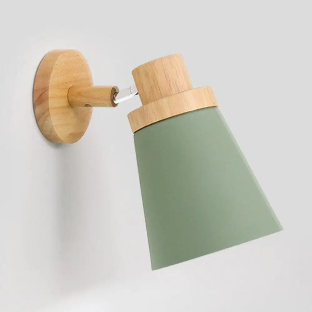 Verstelbare Wandlamp Hout en Metaal Kinderkamer Wit Grijs Groen E26 E27 Fitting Draaibare Kap Sfeervol | Sansoti