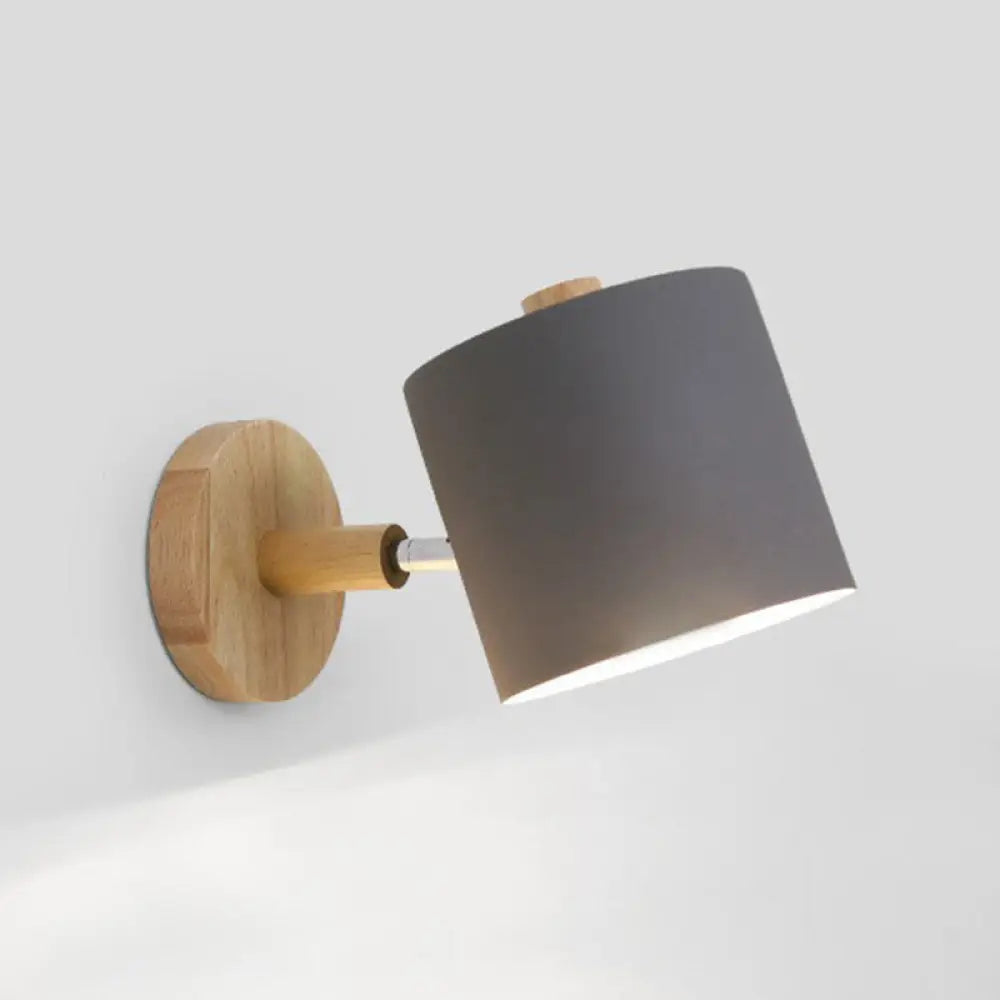 Verstelbare Wandlamp Hout en Metaal Kinderkamer Wit Grijs Groen E26 E27 Fitting Draaibare Kap Sfeervol | Sansoti