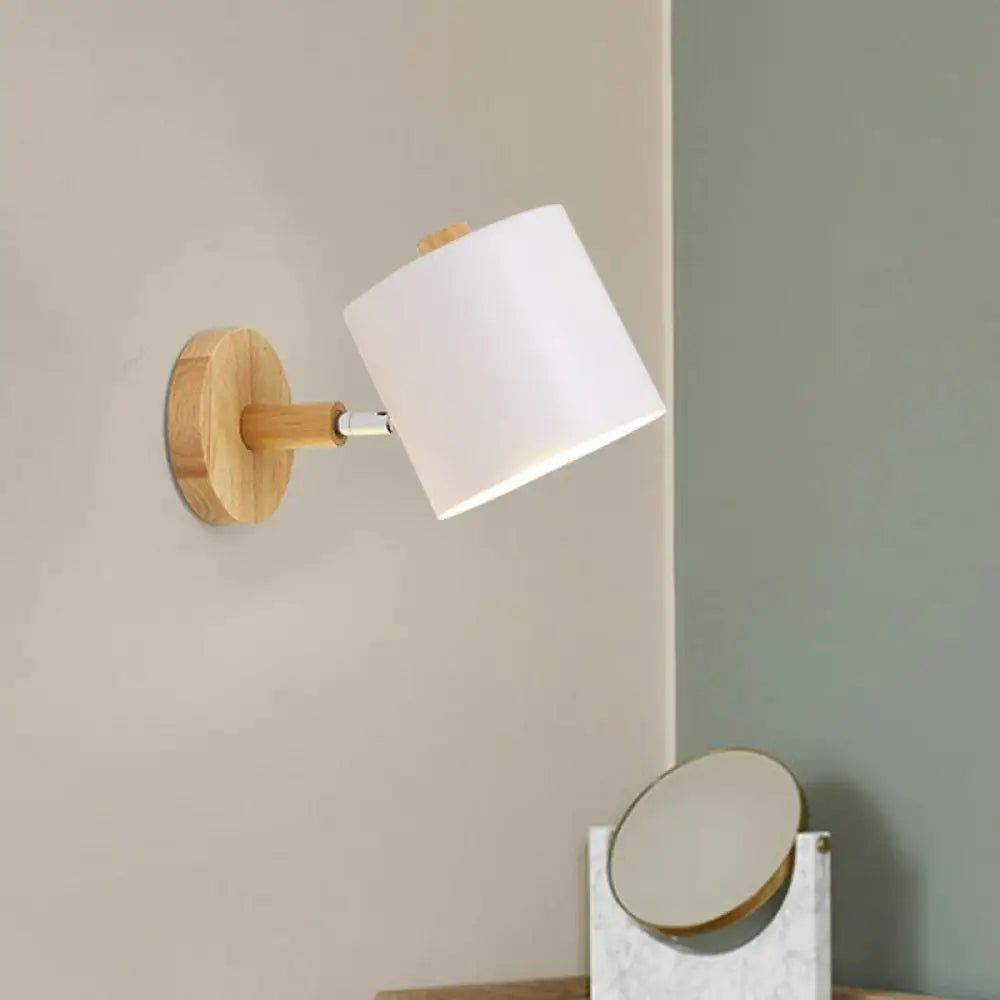 Verstelbare Wandlamp Hout en Metaal Kinderkamer Wit Grijs Groen E26 E27 Fitting Draaibare Kap Sfeervol | Sansoti