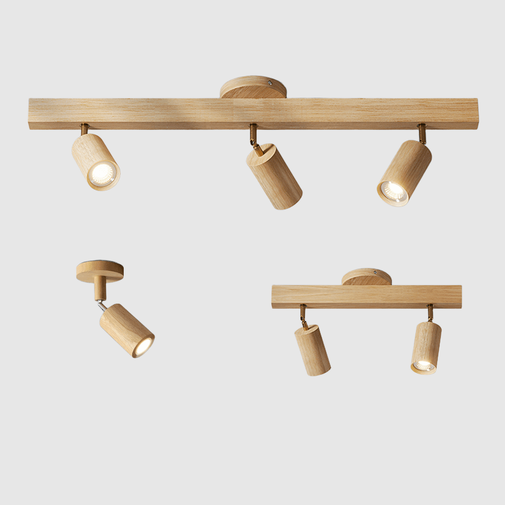 Wooden Ceiling Spot Solid Wood Adjustable White Oak Walnut Living Room Bedroom Surface Mounted Spot Rail Spot Scandinavian Japandi | Sansoti