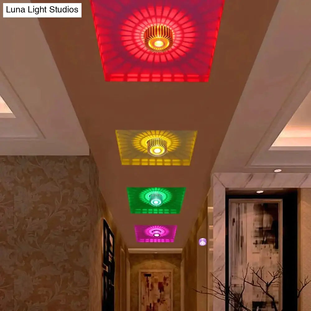 Wpuszczany reflektor sufitowy LED 3 W, aluminiowy, kolorowe światło nastrojowe, do korytarza, na balkon, do gabinetu, sypialni i salonu | Sansoti