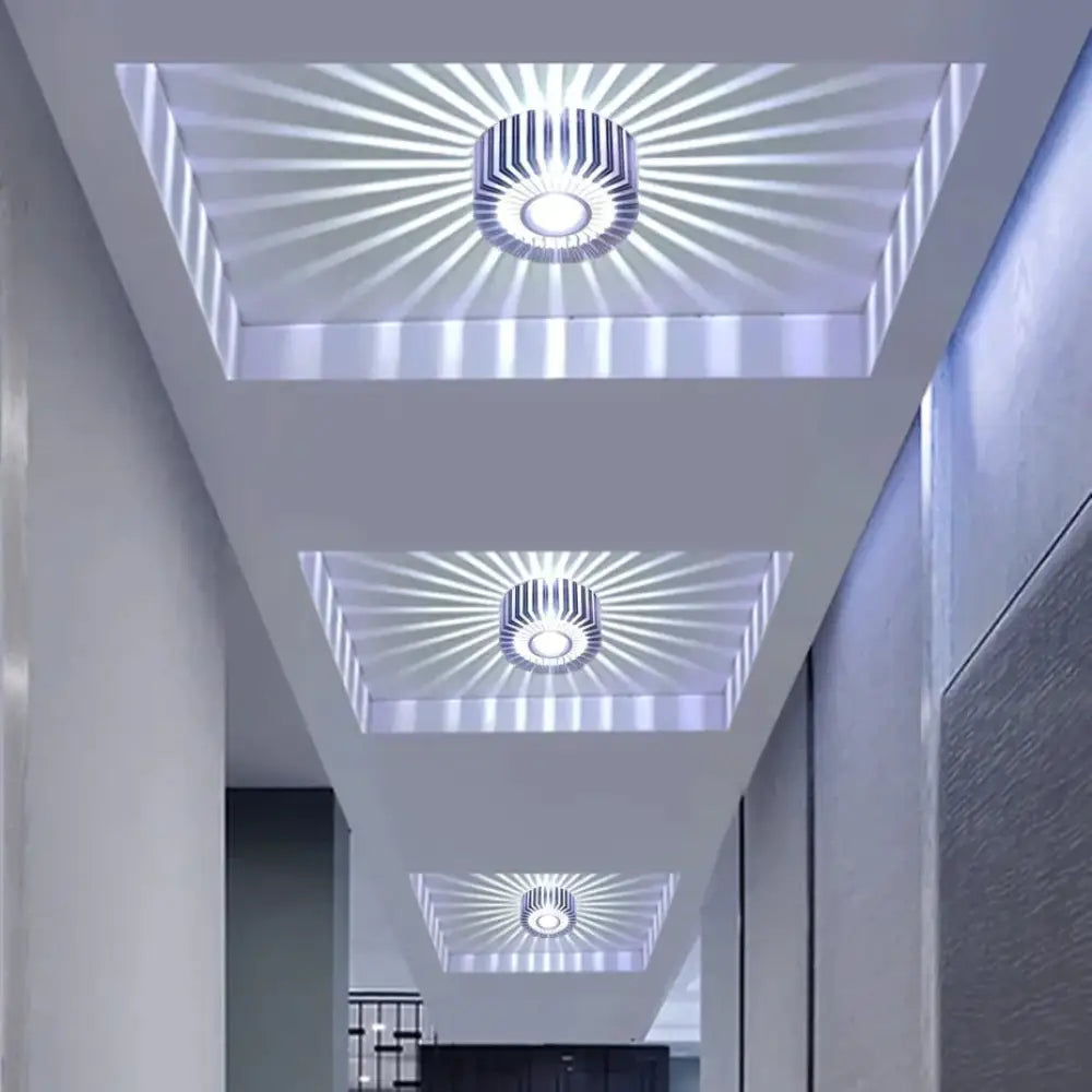 Wpuszczany reflektor sufitowy LED 3 W, aluminiowy, kolorowe światło nastrojowe, do korytarza, na balkon, do gabinetu, sypialni i salonu | Sansoti