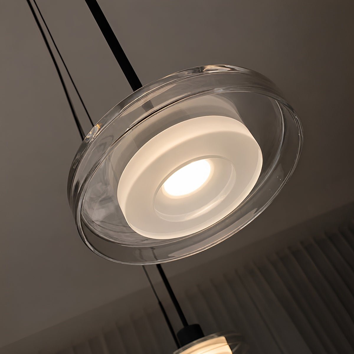 Glass Pendant Light Minimalist Design Adjustable Height Aluminum LED Lighting for Dining Room Living Room | Sansoti