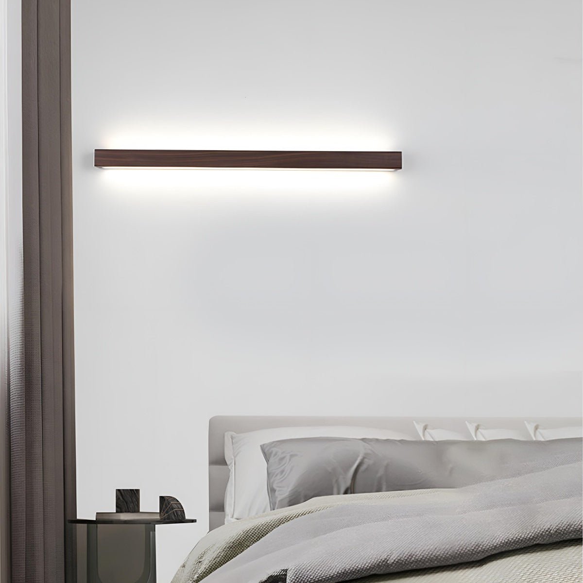 Lange rechteckige LED-Wandleuchte aus Holz, dimmbares Up-Down-Licht, skandinavisches Design, modernes stimmungsvolles Interieur | Sansoti