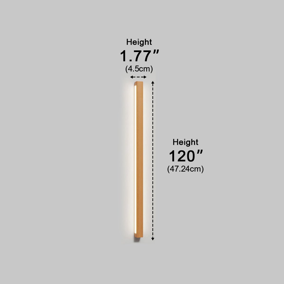 Lange rechteckige LED-Wandleuchte aus Holz, dimmbares Up-Down-Licht, skandinavisches Design, modernes stimmungsvolles Interieur | Sansoti