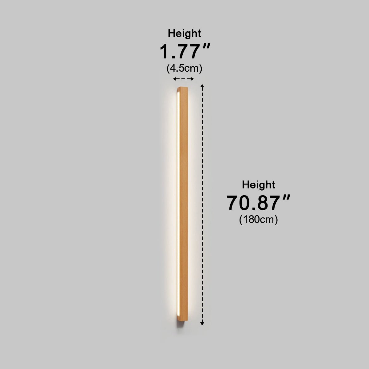 Lange rechteckige LED-Wandleuchte aus Holz, dimmbares Up-Down-Licht, skandinavisches Design, modernes stimmungsvolles Interieur | Sansoti