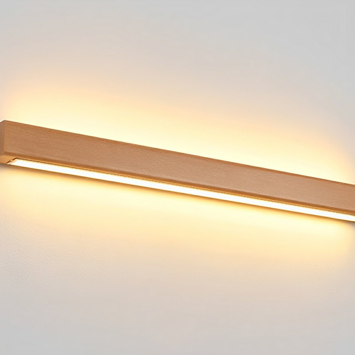 Lange rechteckige LED-Wandleuchte aus Holz, dimmbares Up-Down-Licht, skandinavisches Design, modernes stimmungsvolles Interieur | Sansoti