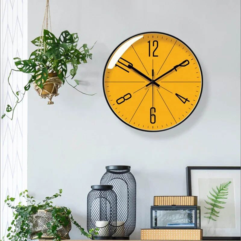 Black Wall Clock 30cm Scandinavian Minimalist Quartz Silent Movement Living Room Kitchen Office Décor | Sansoti