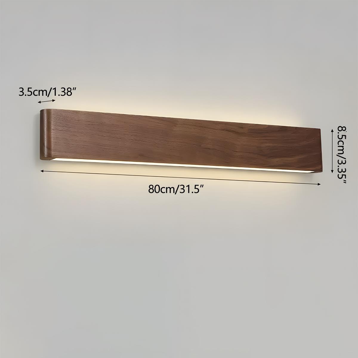 Wandleuchte Holz Walnuss LED 6W Innen Wohnzimmer Schlafzimmer Rechteck Dimmbar Wandleuchte Japandi Interieur Stimmungslicht | Sansoti