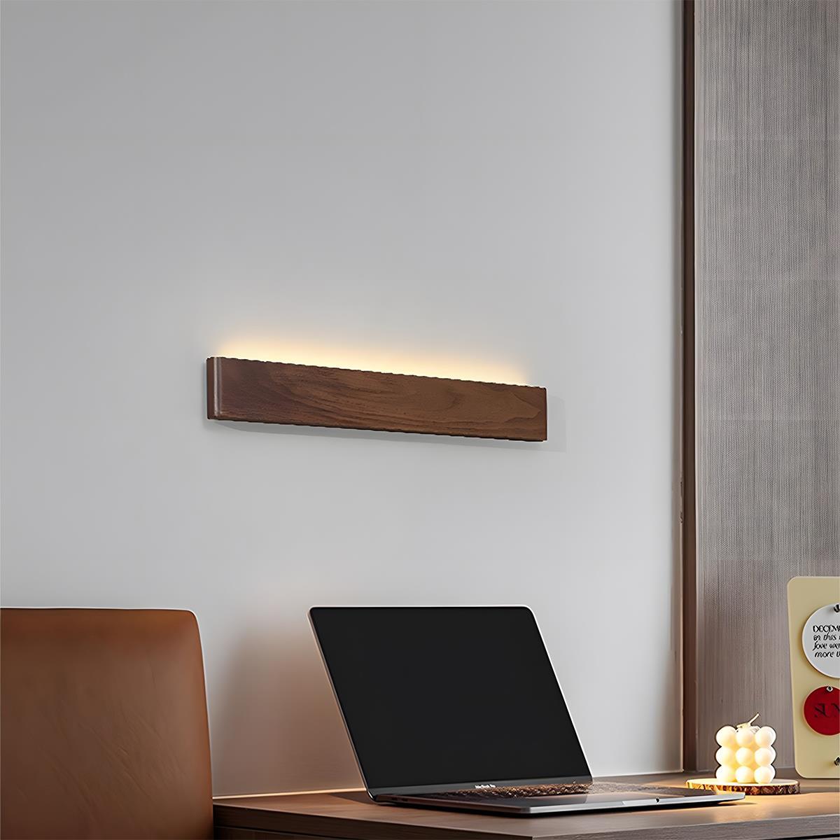 Wandleuchte Holz Walnuss LED 6W Innen Wohnzimmer Schlafzimmer Rechteck Dimmbar Wandleuchte Japandi Interieur Stimmungslicht | Sansoti