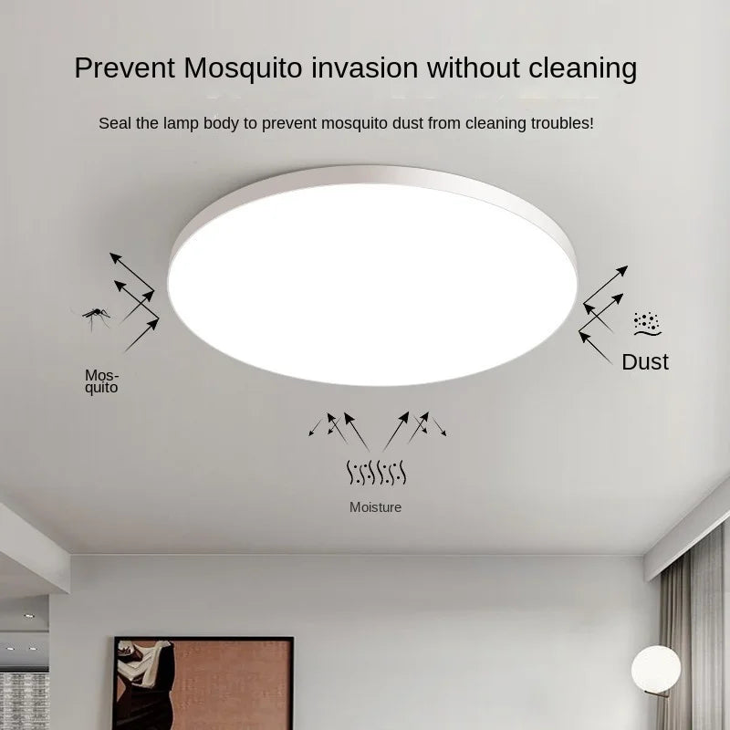 Runde Deckenlampe Flaches Design LED Acryl Schwarz Weiß Gold Silber Moderne Deckenbeleuchtung Energiesparend Wohnzimmer Schlafzimmer | Sansoti