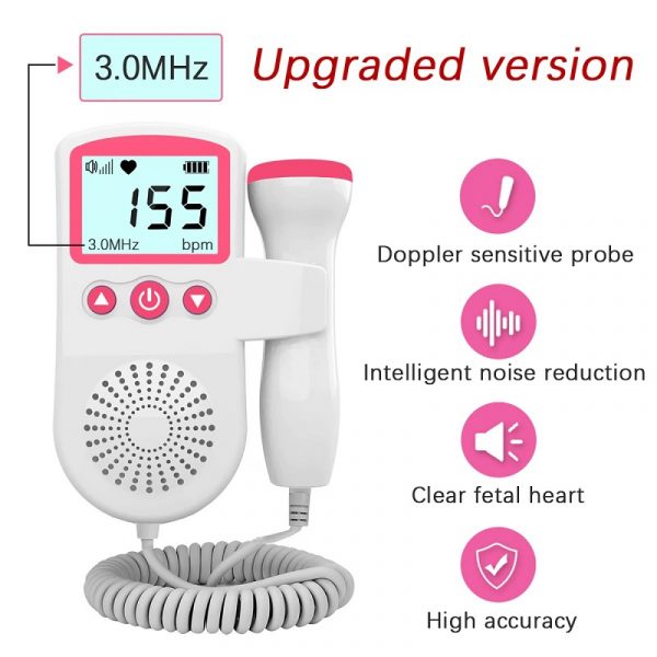 Moniteur de fréquence cardiaque fœtale à domicile – Appareil de grossesse avec écran LCD et haut-parleur pour futurs parents | Sansoti