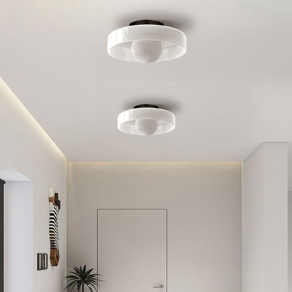Plafonnière Glas Schijf Mat ∅25 en ∅35 cm Wit Groen Geel G9 Metaal Woonkamer Overloop | Sansoti