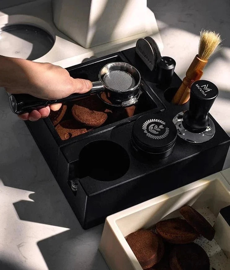 Espresso Tampingstation met Klopbak voor Koffiemaling 51-58mm Verstelbaar Barista Werkstation Koffiehoek | Sansoti