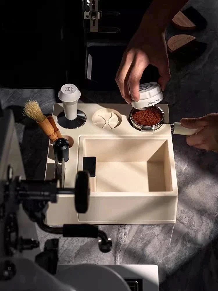 Espresso Tampingstation met Klopbak voor Koffiemaling 51-58mm Verstelbaar Barista Werkstation Koffiehoek | Sansoti