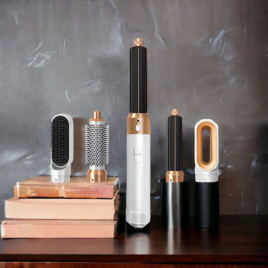 Professional 5-in-1 airstyler with attachments and air technology for drying, curling, volume, and smooth hair | Sansoti