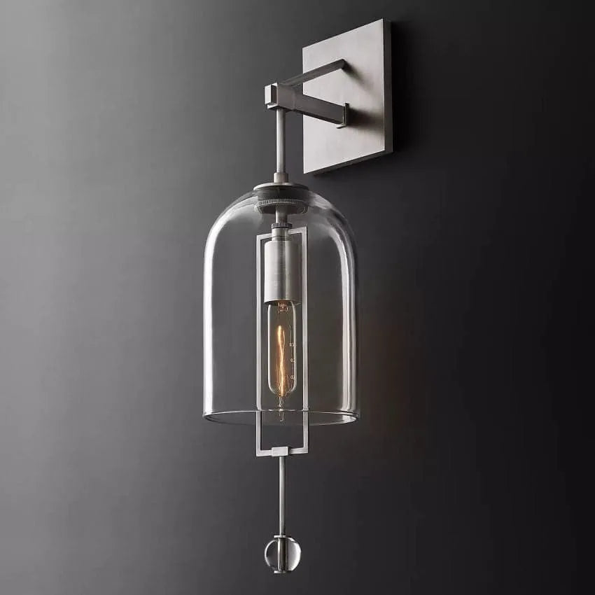 Sculptural Wall Light Glass Globe Balance Design 58cm 73cm Vintage Brass Black Nickel Living Room Bedroom | Sansoti