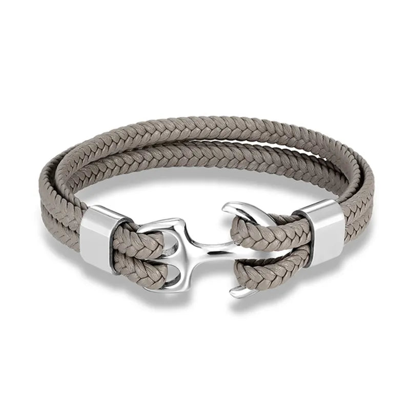 Leather Anchor Bracelet with Metal Clasp for a Tough Nautical Style | Sansoti