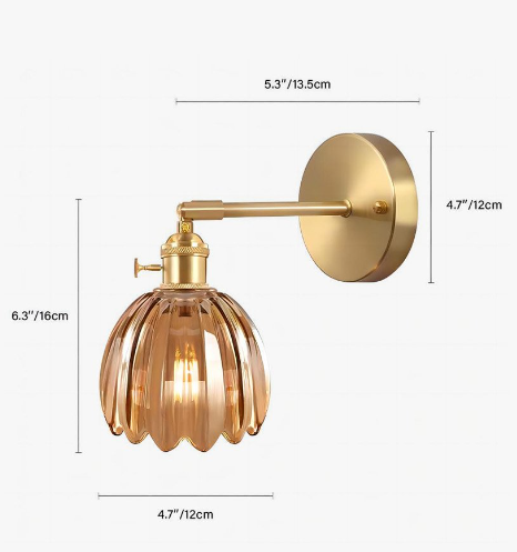Wandlamp Tulp Retro Glas Bloem Design Metaal Vintage Sfeerverlichting | Sansoti
