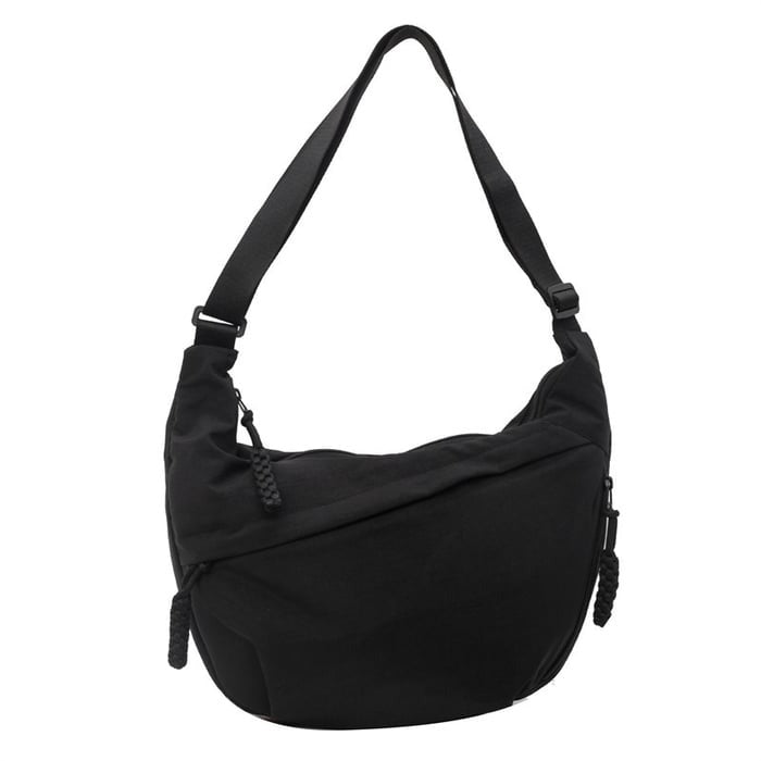 Nylon Schoudertas Halfmaan Medium Crossbody Hobo Tas Waterdicht Dames Verstelbaar Riem Casual Dagelijks | Sansoti