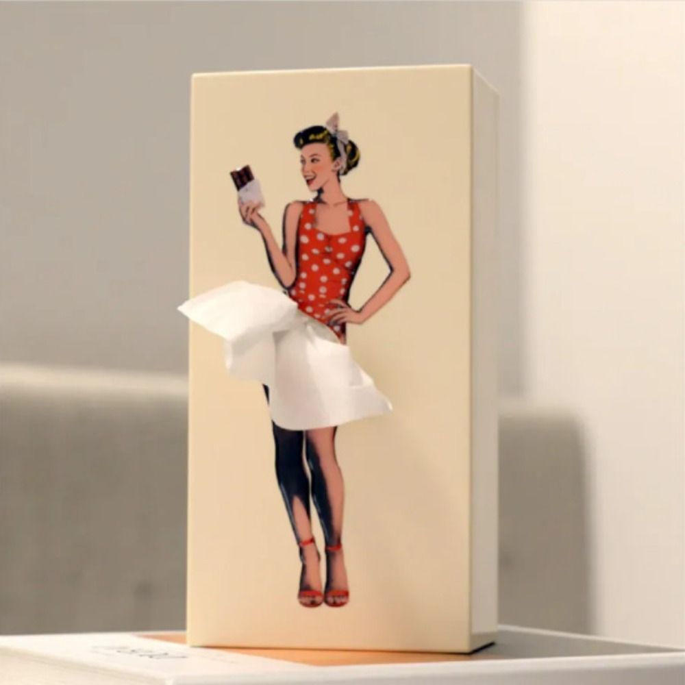 Tissue Holder with Fluttering Skirt Decorative Tissue Box Accessory Scandinavian Design Living Room 25x13x8cm | Sansoti