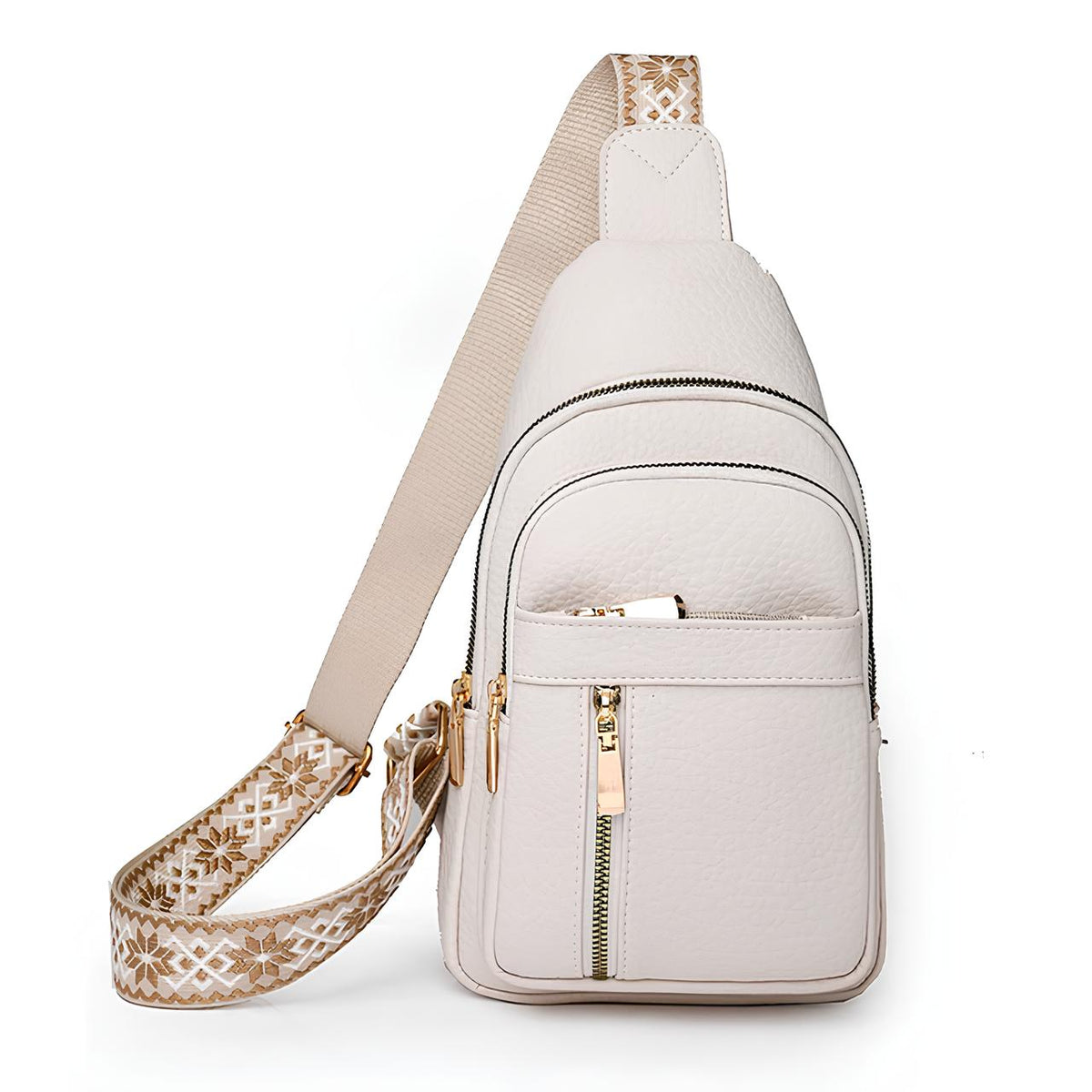 Women's Chest Shoulder Bag with Anti-Theft RFID Protection and Patterned Strap, Compact for Everyday Use and Travel | Sansoti