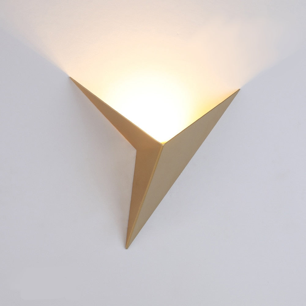 Geometric Wall Lamp Triangle LED Dimmable Nordic Design Black White Gold Lighting Living Room Bedroom | Sansoti