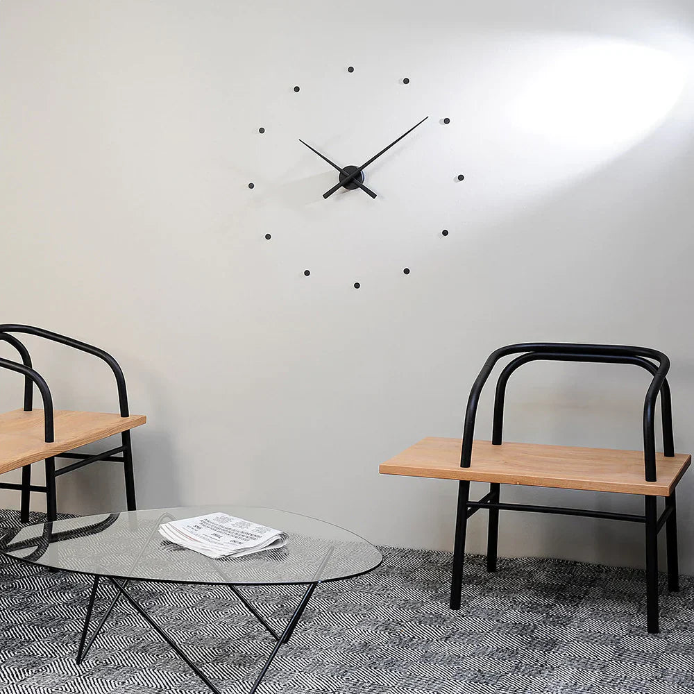 Wall Clock Metal 40cm Black Yellow Silver Quartz Movement Scandinavian Design Time Display Living Room Kitchen Office Modern Interior Decoration | Sansoti