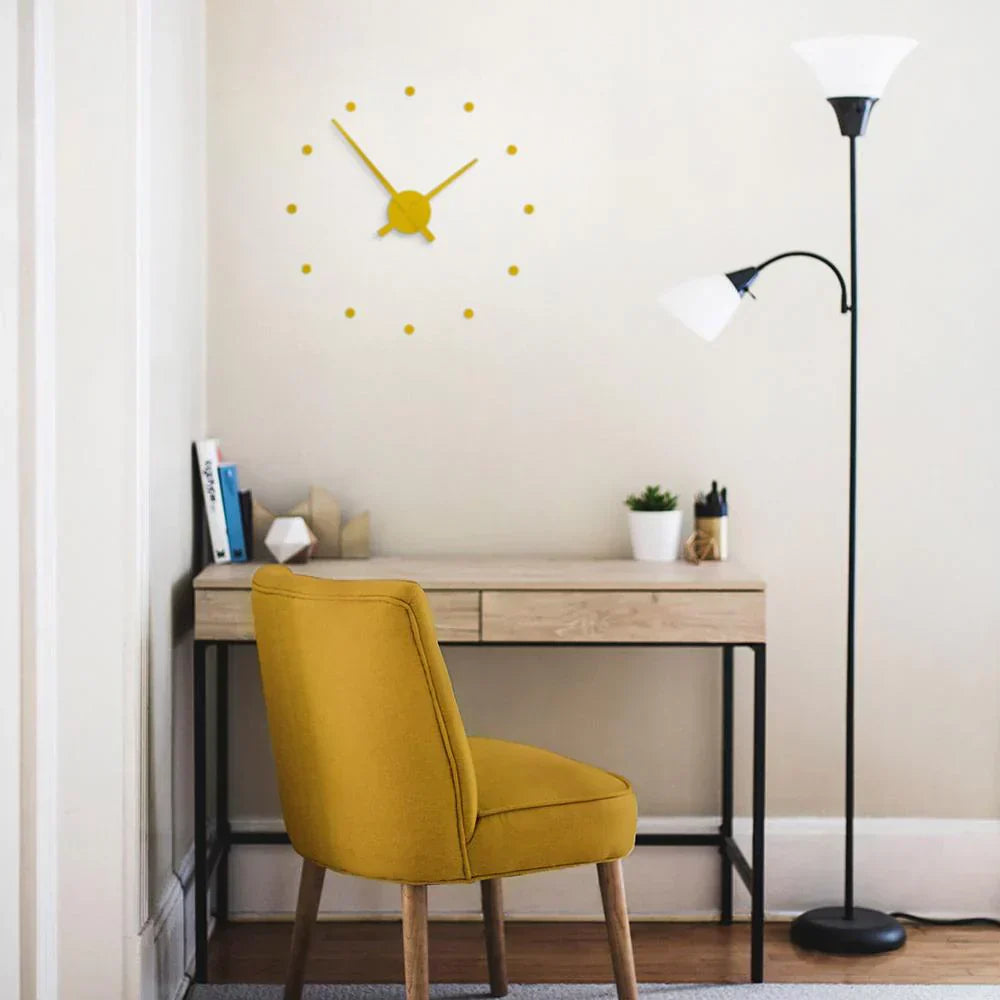 Wall Clock Metal 40cm Black Yellow Silver Quartz Movement Scandinavian Design Time Display Living Room Kitchen Office Modern Interior Decoration | Sansoti