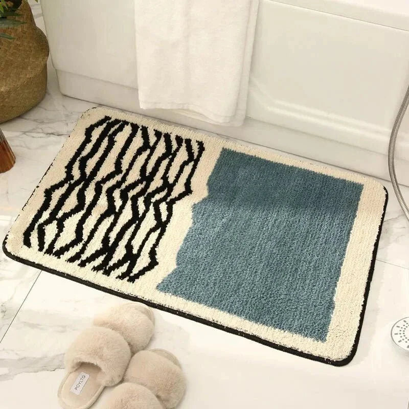 Abstract Pattern Bath Mat 40x60 50x80 Non-Slip Polyester Machine Washable Bathroom Rug Red Yellow Blue Black | Sansoti