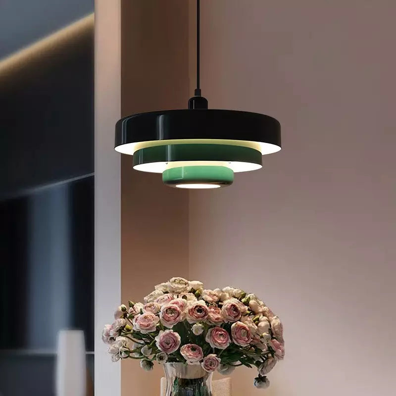 Żelazna lampa wisząca w stylu Bauhaus, industrialna, pomarańczowo-złoto-czarna, 35 cm, lampa pendelowa do jadalni i sypialni | Sansoti