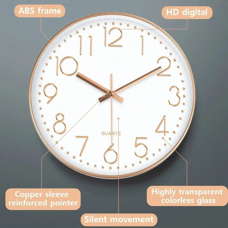 Wall Clock Silent Movement Scandinavian Minimalist Design 30cm Living Room Bedroom Office Décor | Sansoti