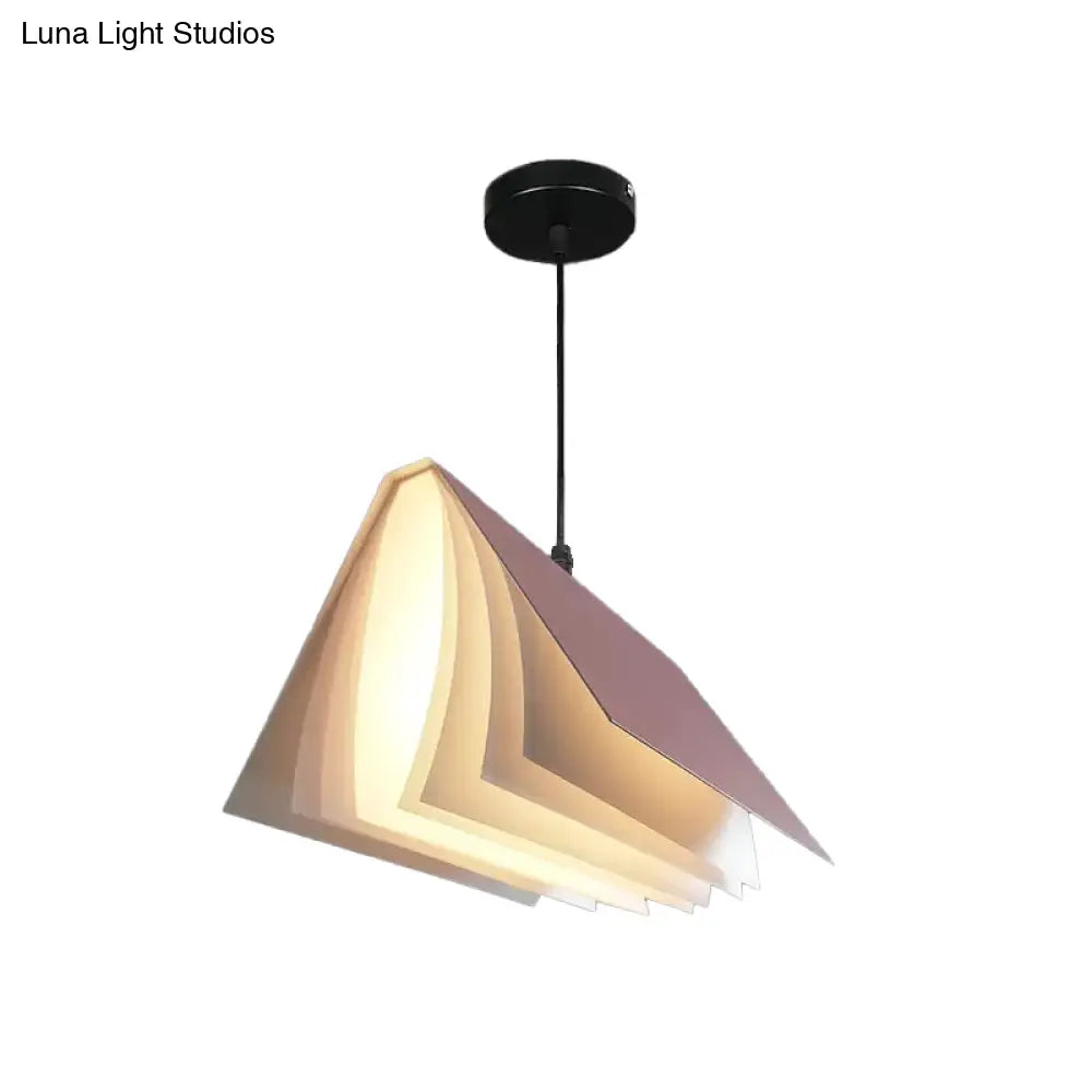 Open-Book Design Pendant Light Plastic 24cm Round Modern Nordic Scandinavian Ambient Lighting Living Room Dining Room | Sansoti