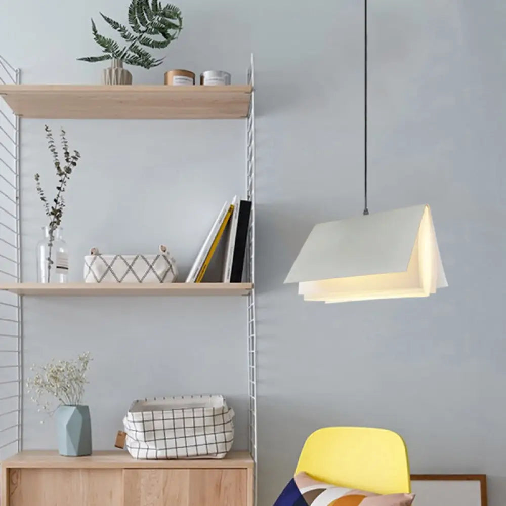 Open-Book Design Pendant Light Plastic 24cm Round Modern Nordic Scandinavian Ambient Lighting Living Room Dining Room | Sansoti