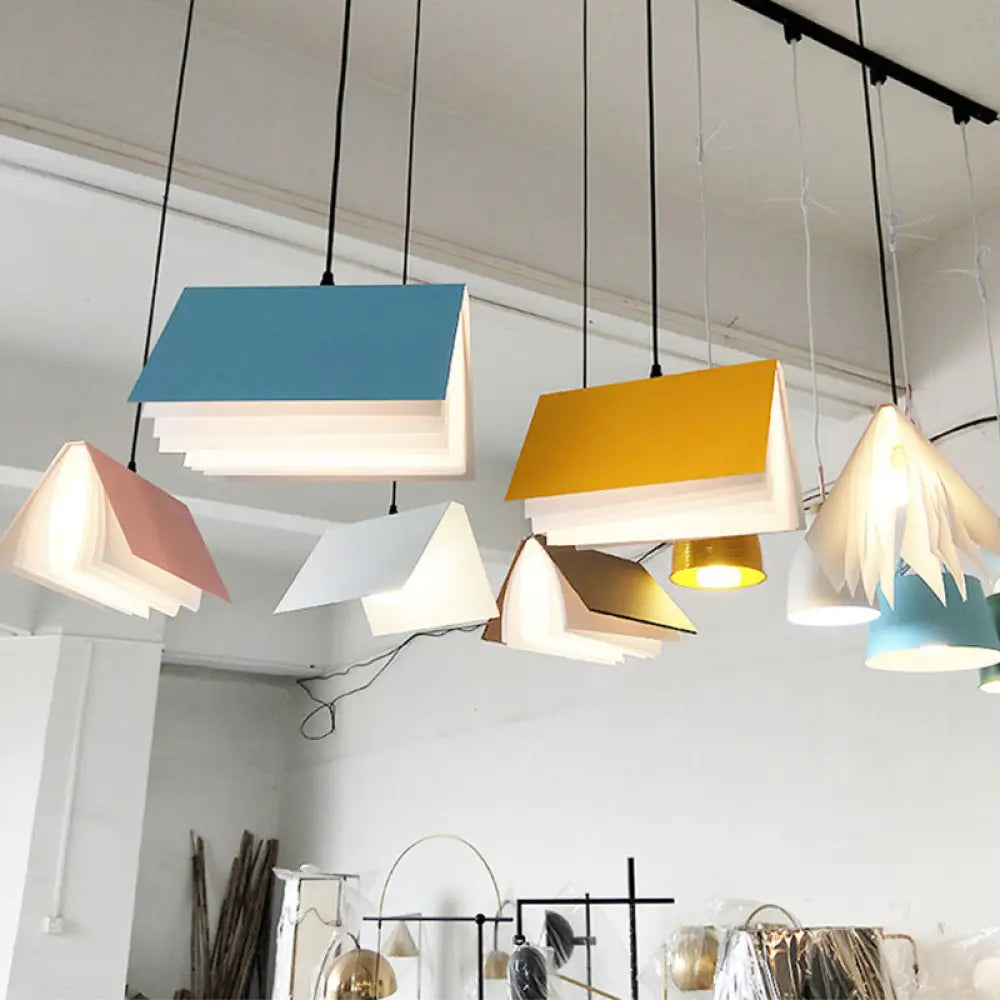 Open-Book Design Pendant Light Plastic 24cm Round Modern Nordic Scandinavian Ambient Lighting Living Room Dining Room | Sansoti
