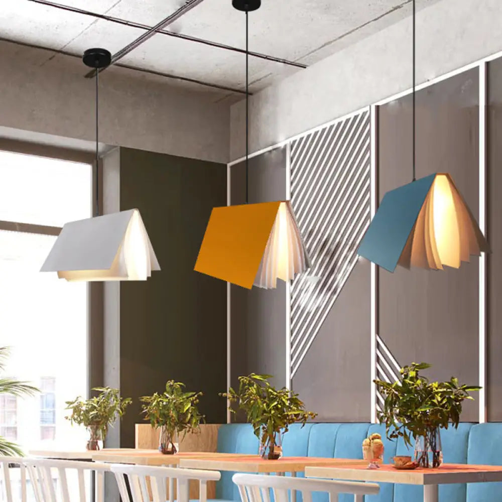 Open-Book Design Pendant Light Plastic 24cm Round Modern Nordic Scandinavian Ambient Lighting Living Room Dining Room | Sansoti