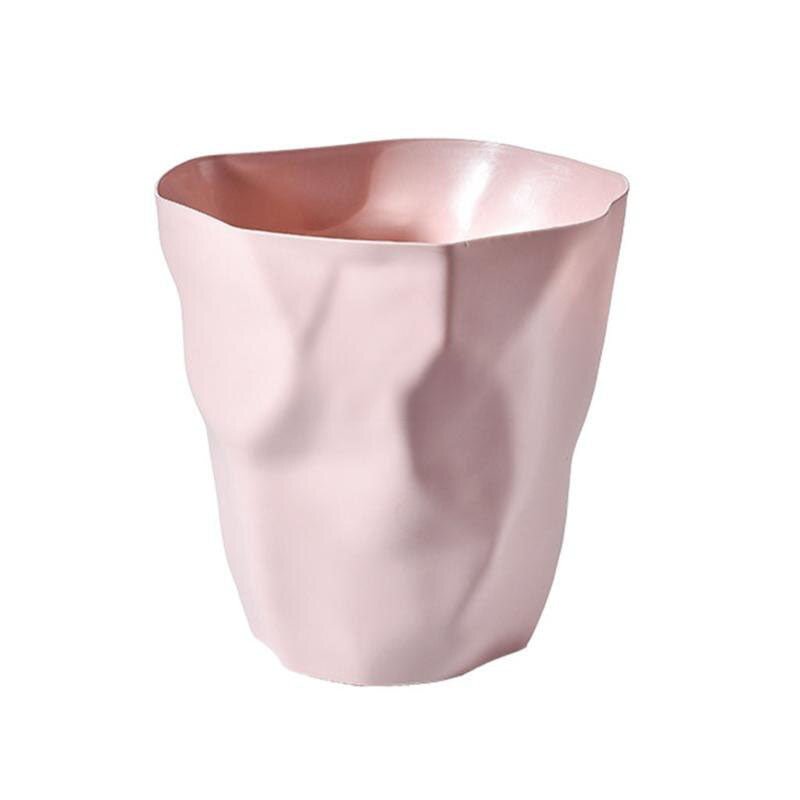 Organic Trash Bin with Wavy Shapes White Yellow Dark Blue Black Pink Light Green Plastic Wastebasket Scandinavian Home Decor Small Spaces Office Bedroom Bathroom | Sansoti