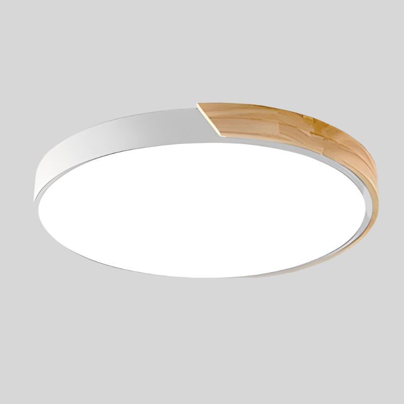 Black Round Ceiling Light 30 cm 24W Built-In LED, Macaron Shape with Wood Accent or Plain, Also Available in 23 cm 12W | Sansoti