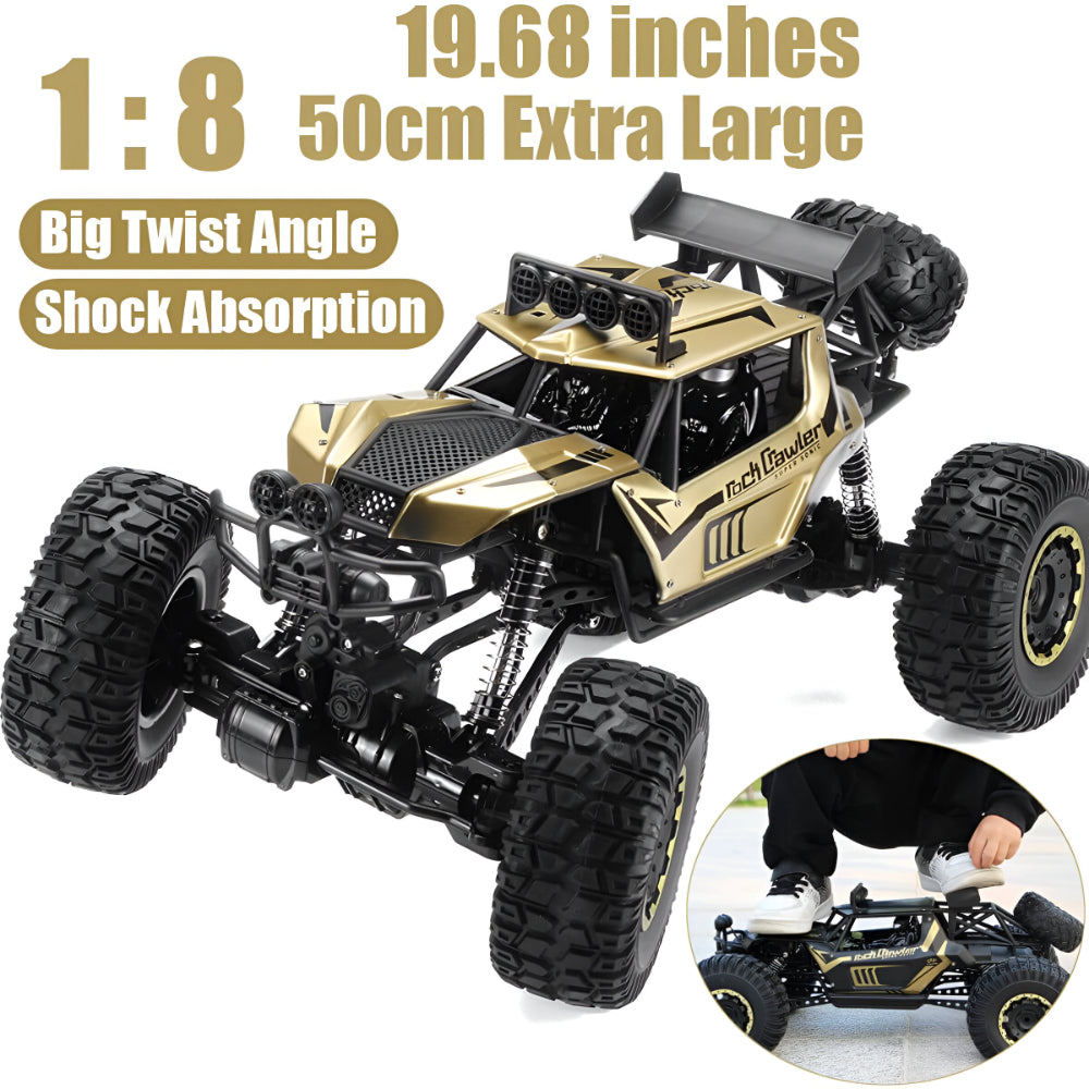 Monster truck télécommandé tout-terrain châssis métal 4WD voiture RC noir or | Sansoti