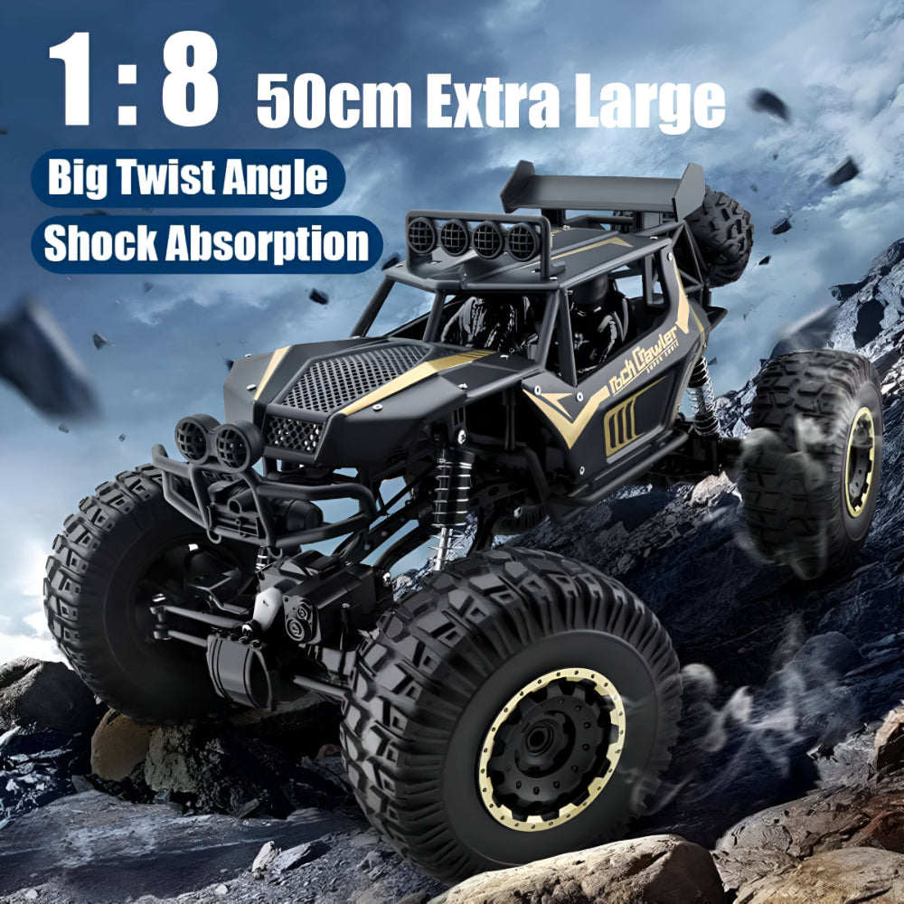 Monster truck télécommandé tout-terrain châssis métal 4WD voiture RC noir or | Sansoti