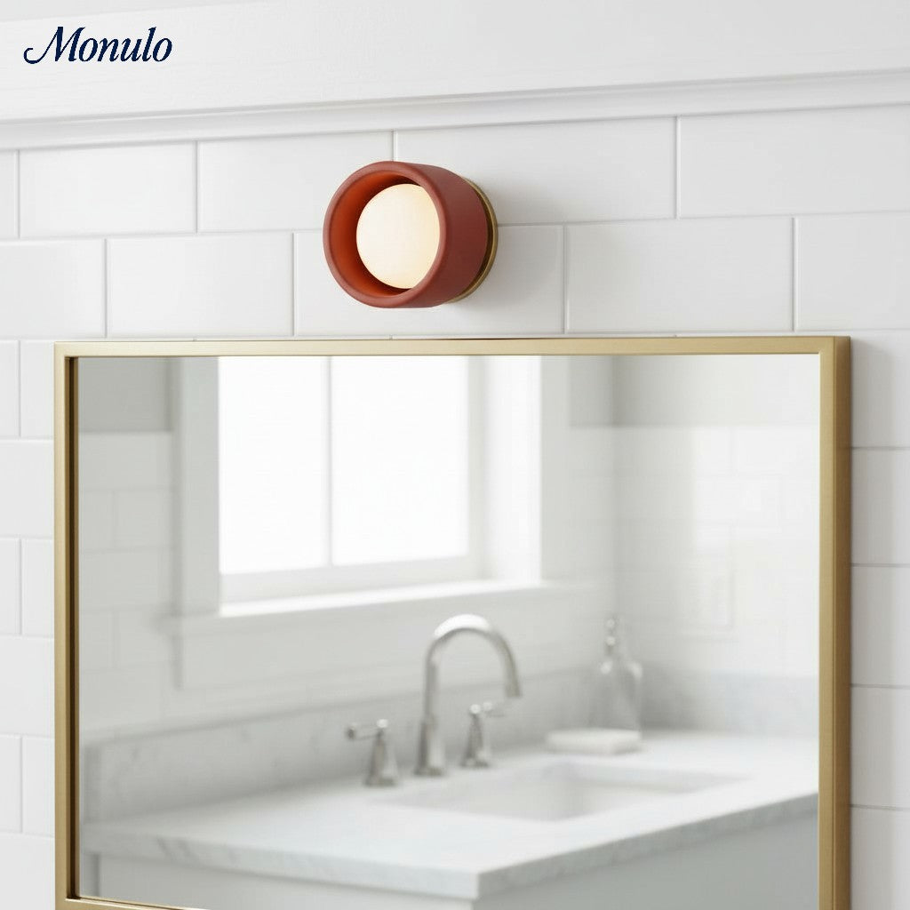 Ceramic Round Wall Lamp White Minimalist Flush Mount Lighting for Hall and Corridor | Sansoti