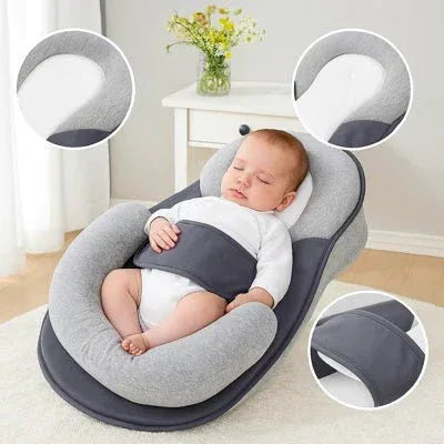 Coussin cale-bébé anti-reflux, inclinaison à 15°, coton respirant, housse amovible, 58x36cm, gris, sommeil sûr | Sansoti