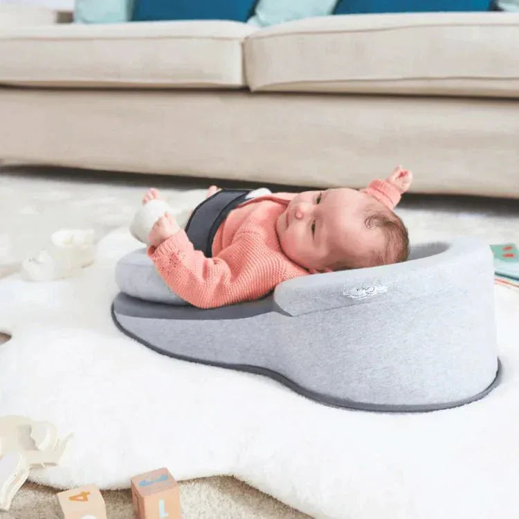 Coussin cale-bébé anti-reflux, inclinaison à 15°, coton respirant, housse amovible, 58x36cm, gris, sommeil sûr | Sansoti